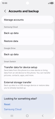 Press Manage accounts.