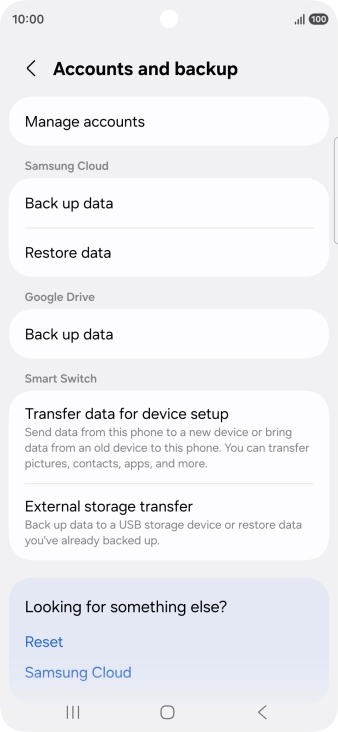 Press Manage accounts.
