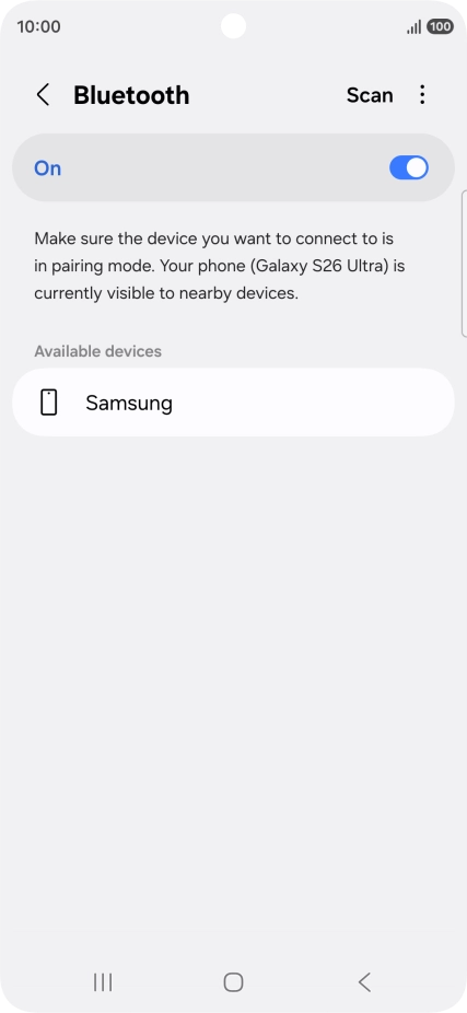 Press the required Bluetooth device and follow the instructions on the screen to pair the device with your phone. Press the required Bluetooth device and follow the instructions on the screen to pair the device with your phone.