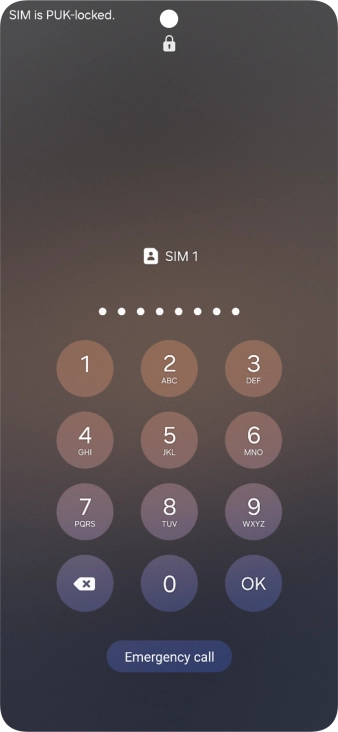 Key in the PUK and press OK.