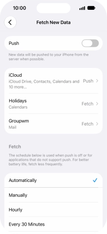 If you turn off the function, press the required setting.
