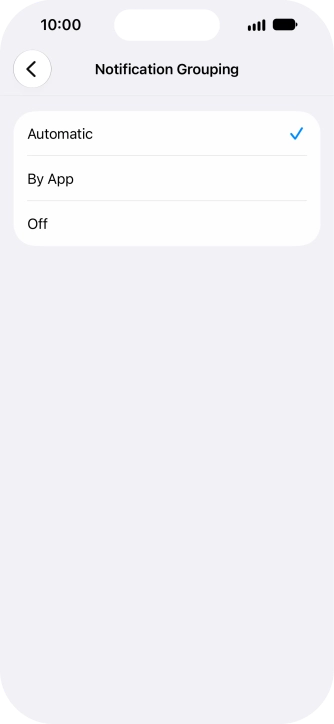 Press the required setting.