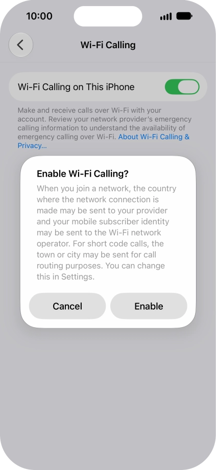 If you turn on the function, press Enable.