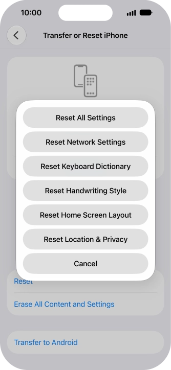 Press Reset All Settings.