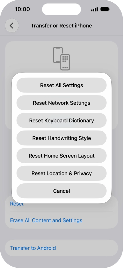 Press Reset All Settings.