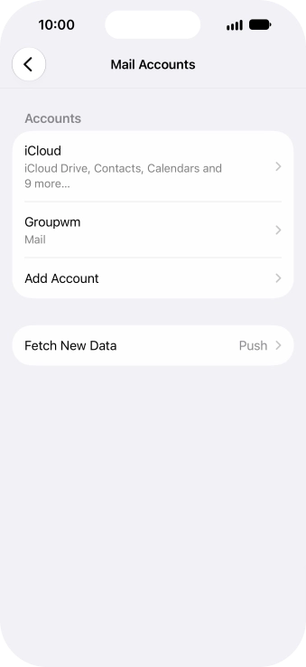 Press the name of the email account you've just set up.
