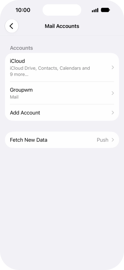 Press the name of the email account you've just set up.