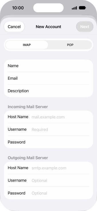 Press IMAP.