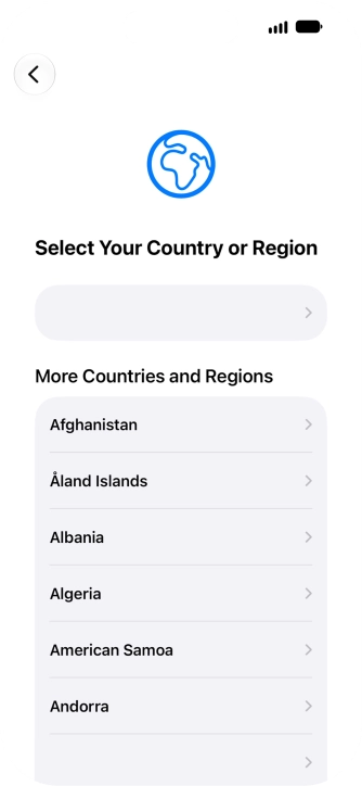 Press the required country or area.