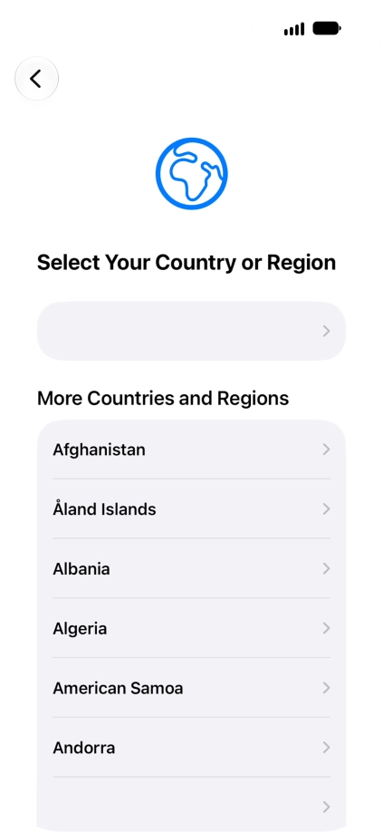 Press the required country or area.
