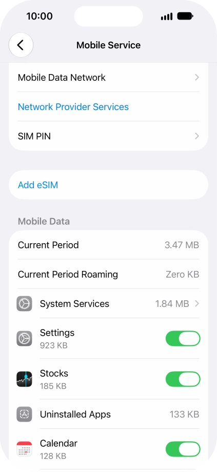 The total data usage is displayed next to Current Period.