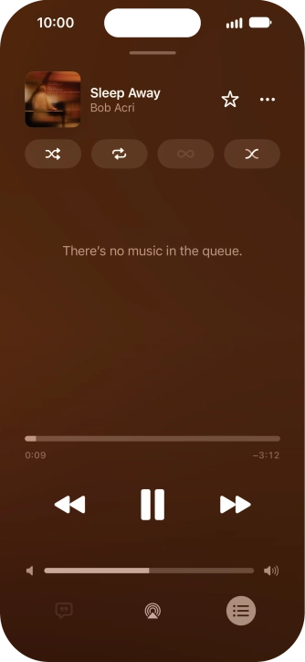 Press the shuffle icon to turn the function on or off. Press the shuffle icon to turn the function on or off.