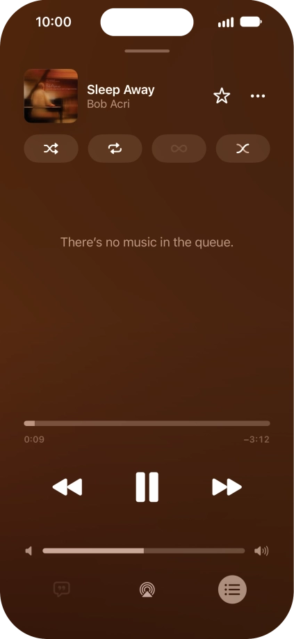 Press the shuffle icon to turn the function on or off. Press the shuffle icon to turn the function on or off.