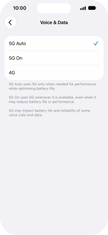 To turn on automatic switch between 5G and 4G, press 5G Auto.