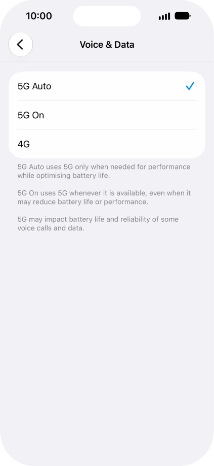 To turn on automatic switch between 5G and 4G, press 5G Auto.