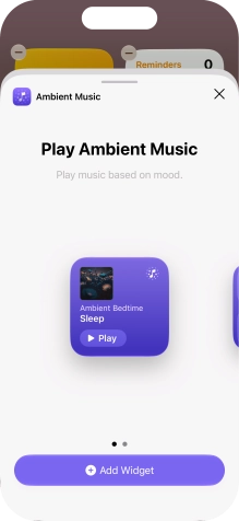 Slide your finger right or left on the screen to select the required widget size.