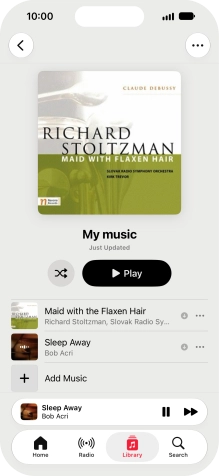 Press the song title. Press the song title.