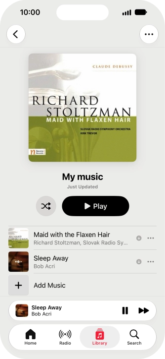 Press the song title. Press the song title.