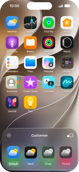 Press the required setting to select the size of app icons on the home screen.