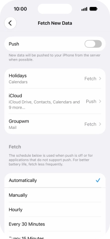 If you turn off the function, press the required setting.