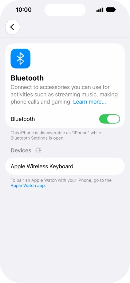 Press the required Bluetooth device and follow the instructions on the screen to pair the device with your phone.