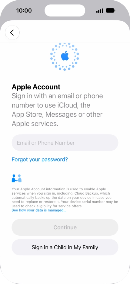 Press Email or Phone Number and key in the username for your Apple Account.
