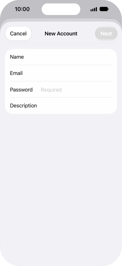 Press Password and key in the password for your email account.