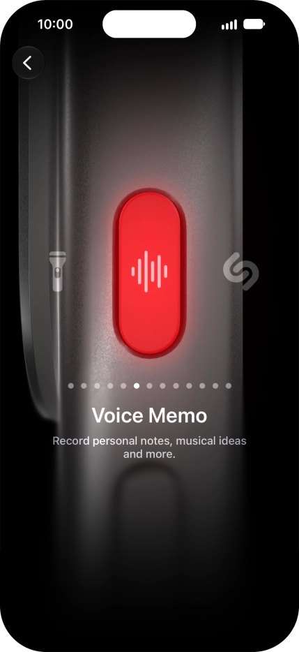 Slide your finger right or left on the screen to select the required function.