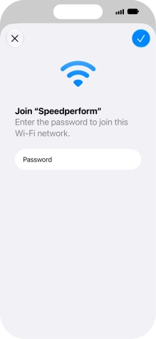 Key in the password for the Wi-Fi network and press the confirm icon.