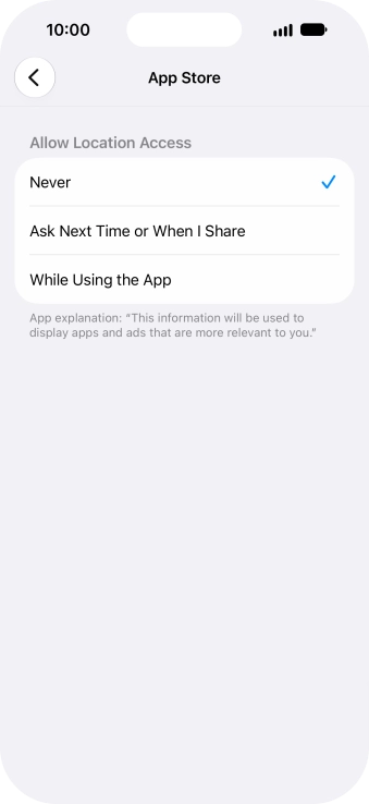 Press the required setting to turn the function on or off. Press the required setting to turn the function on or off.