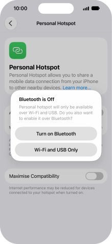 If Wi-Fi is turned on, press Wi-Fi and USB Only.