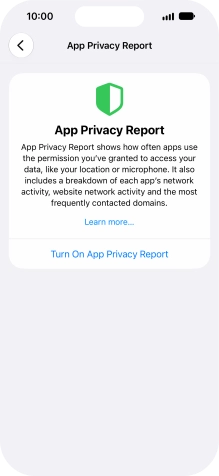 Press Turn On App Privacy Report to turn on the function.