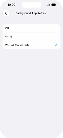 To turn off background refresh of apps, press Off. To turn off background refresh of apps, press Off.
