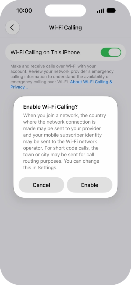 If you turn on the function, press Enable.