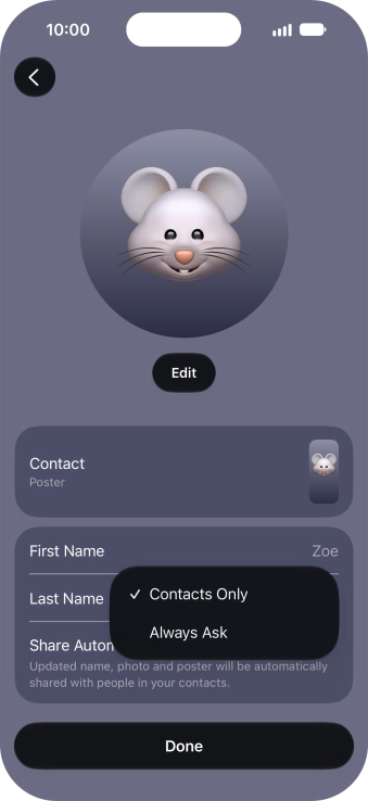Press the required setting. Press the required setting.