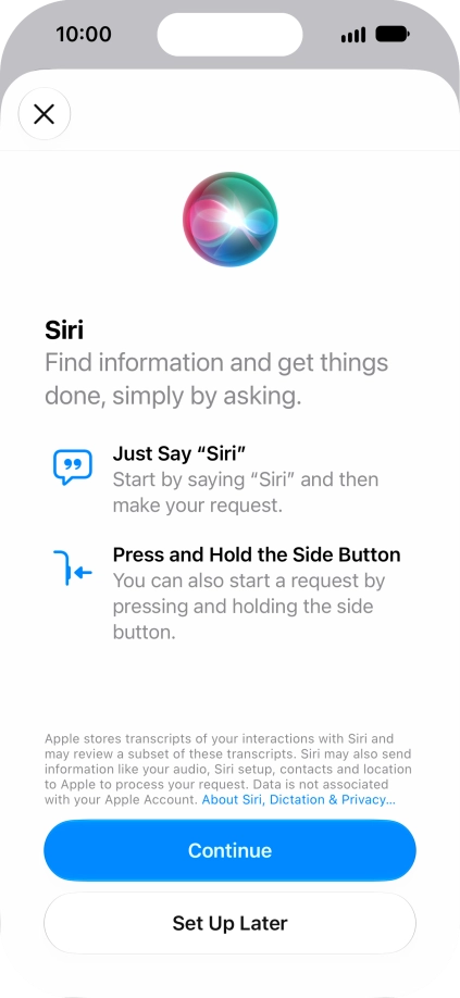 Press Continue and follow the instructions on the screen to turn on the function.