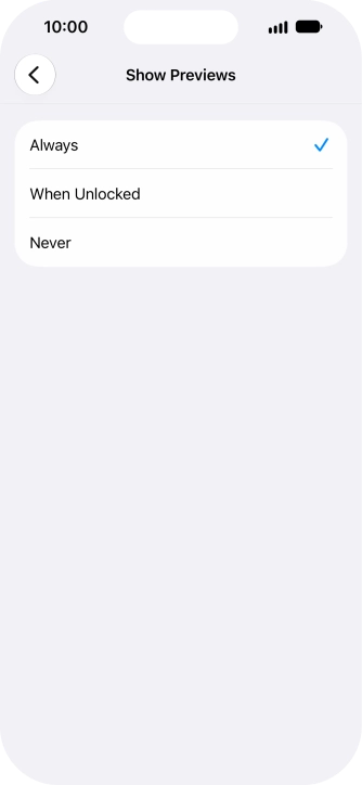 To select notification preview on the lock screen, press Always.