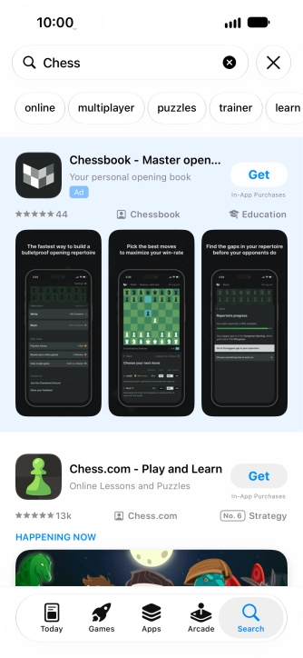 Press the required app. Press the required app.