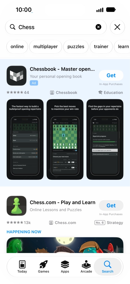 Press the required app. Press the required app.