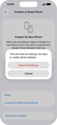 Press Reset All Settings.