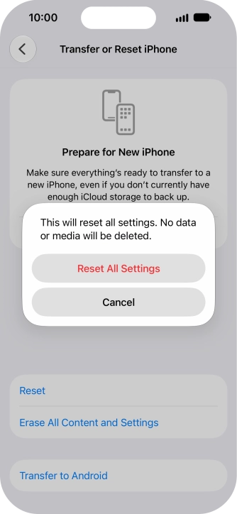 Press Reset All Settings.