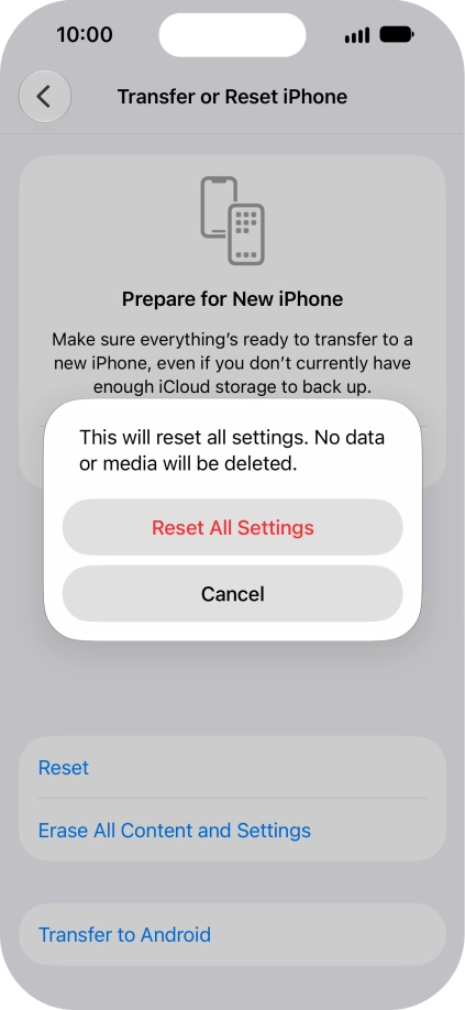 Press Reset All Settings.