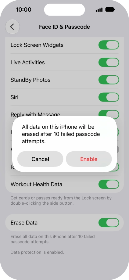 If you turn on the function, press Enable. If you turn on the function, press Enable.