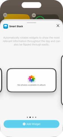 Slide your finger right or left on the screen to select the required widget size.