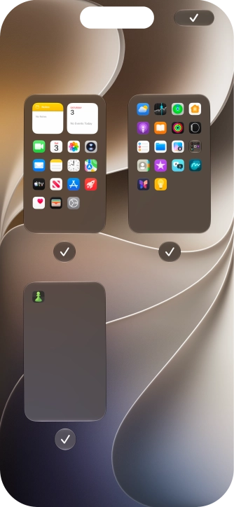 Press the field below the required home screen page to turn page view on or off.