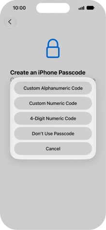 Follow the instructions on the screen to turn on use of phone lock code or press Don't Use Passcode.