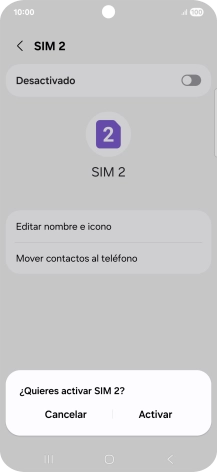 Si deseas activar el uso de la línea móvil (SIM), pulsa Activar.