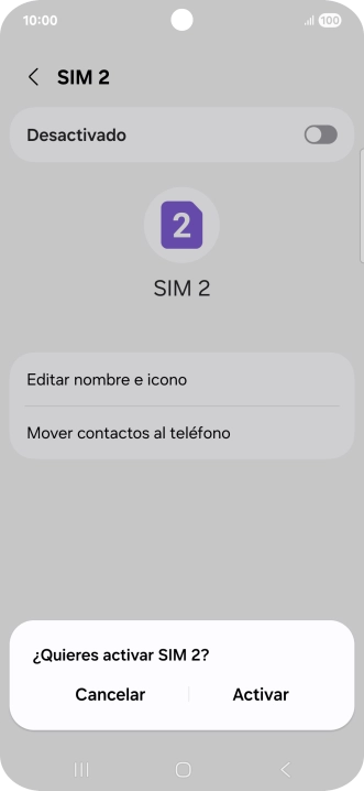 Si deseas activar el uso de la línea móvil (SIM), pulsa Activar.