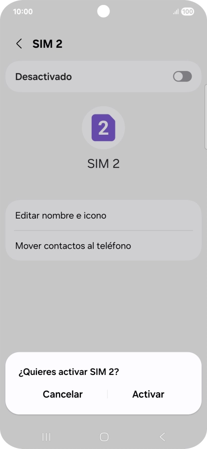 Si deseas activar el uso de la línea móvil (SIM), pulsa Activar.