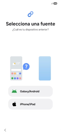 Pulsa el ajuste deseado y sigue las instrucciones de la pantalla para transferir el contenido del otro teléfono.